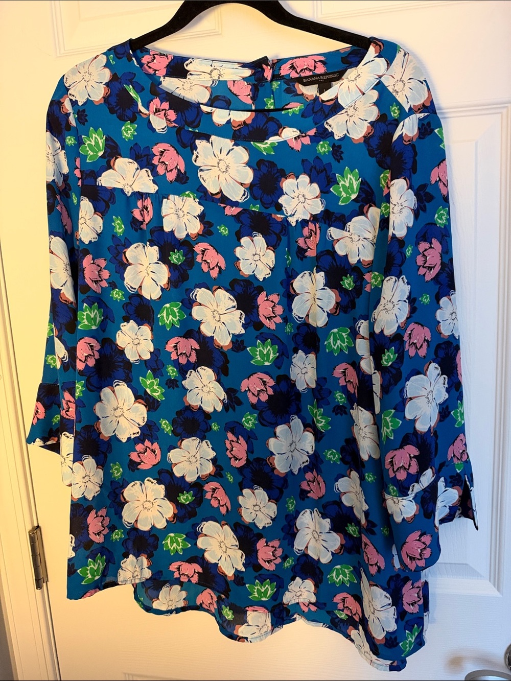 Banana Republic Blue Floral Scoop-Neck Tunic
